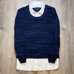 GNW Chic Women’s Combined Dress Shirt & Sweater In a Layered Fashion Relaxed Fit